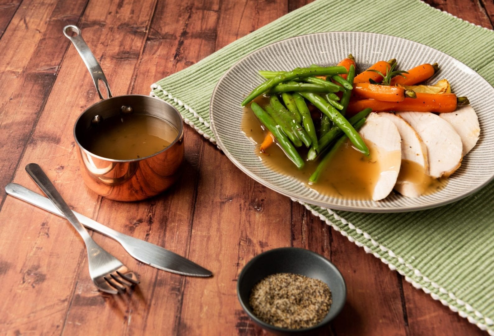 Rosemary & Lemon Roast Chicken with Whole Roasted Carrots & Green Beans