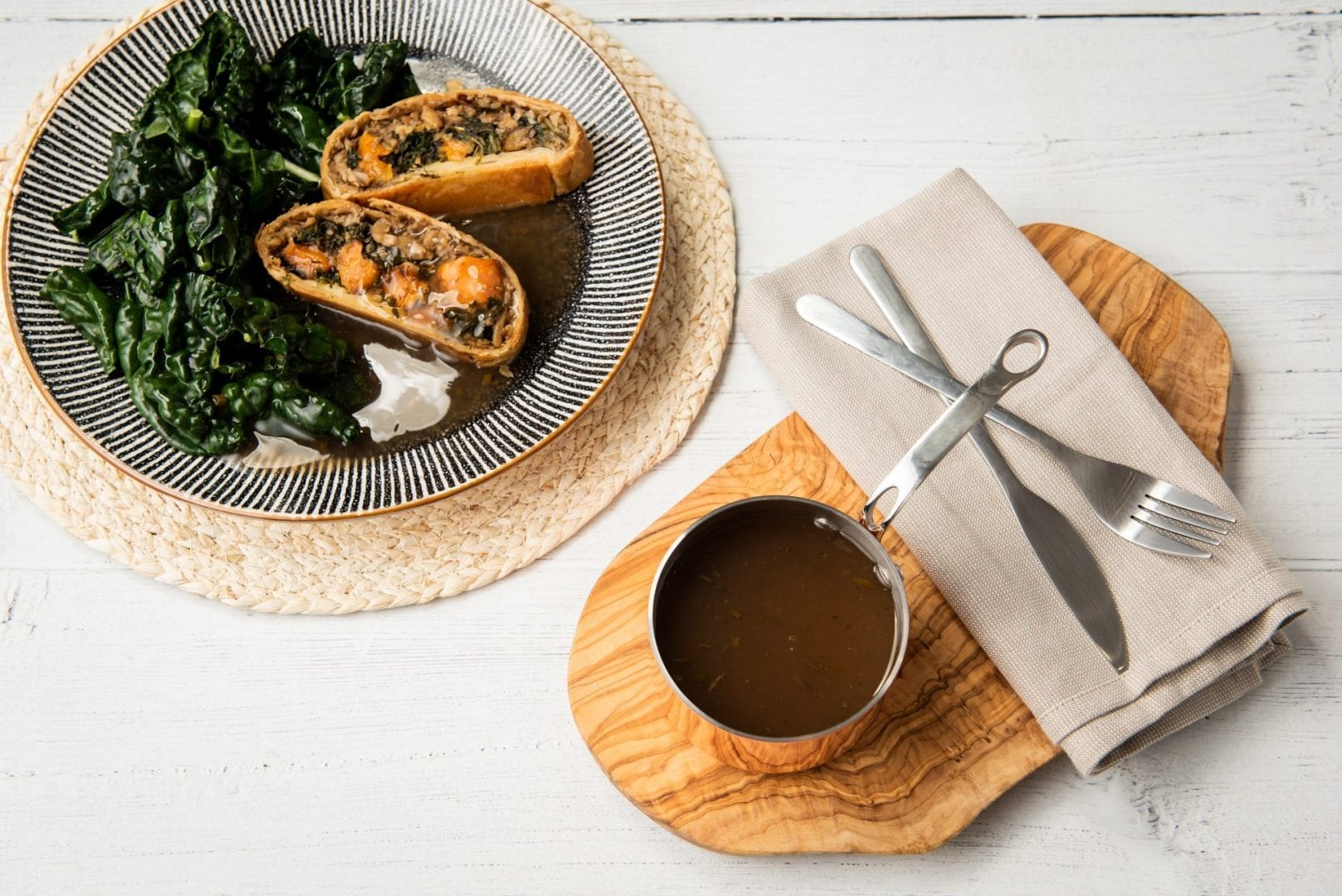 Vegetable Wellington with Steamed Greens & Gravy