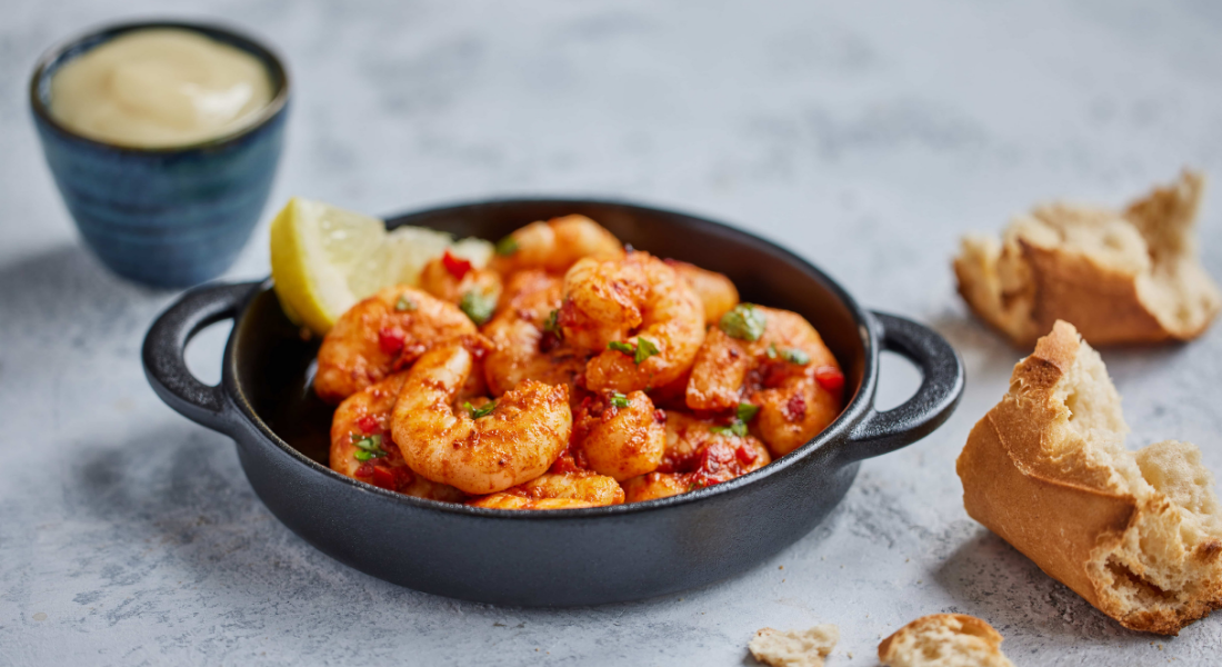 Chilli Prawns with Garlic Infused Mayo