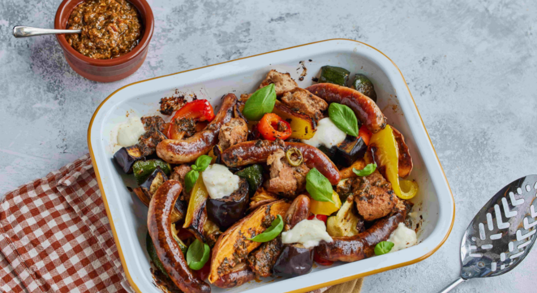 Sundried Tomato Pesto Sausage Traybake