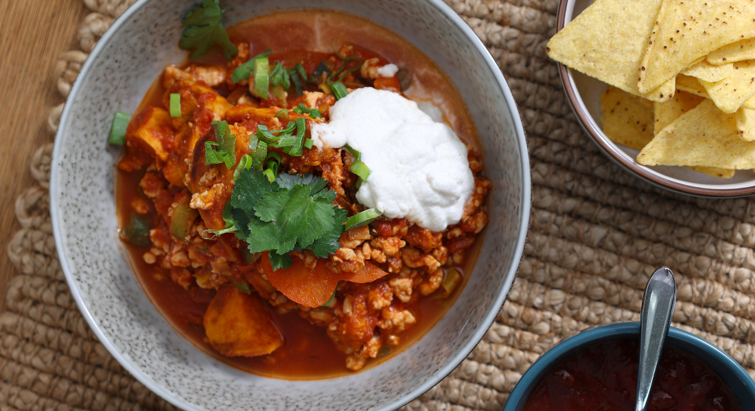 Turkey Chilli with Almond Cream