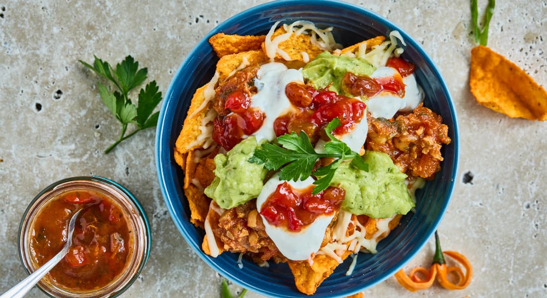 Veggie Chilli, Served with Nachos & Spicy Salsa