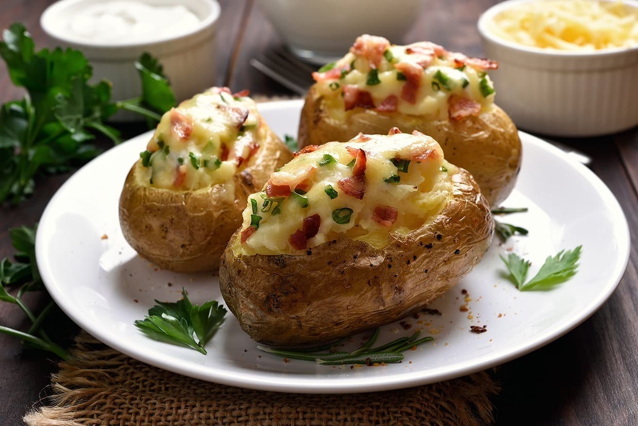 Cheese, Bacon & Chive Stuffed Potatoes